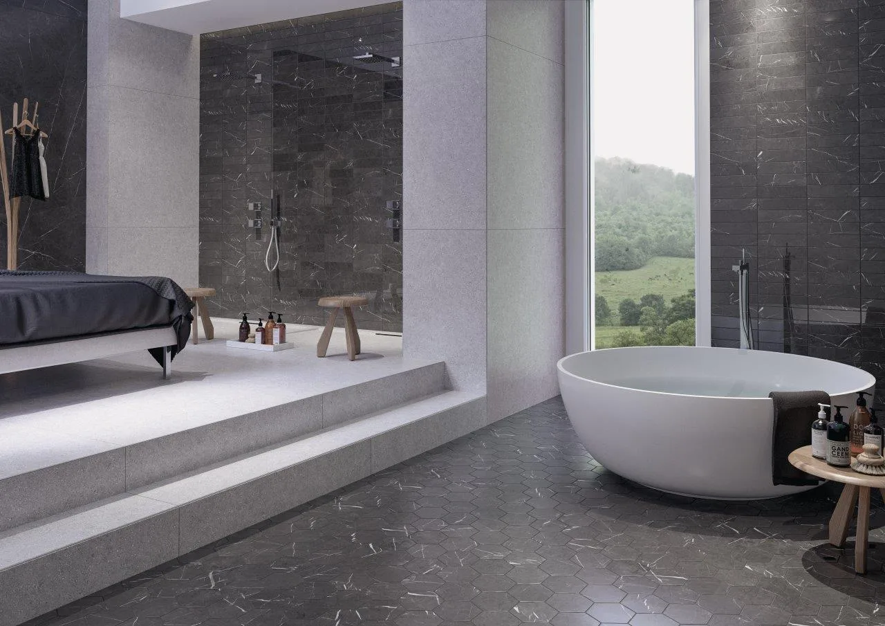 Cifre Marble Line Hexagono Diamond Gold Mate 15x17