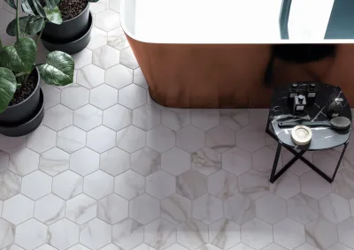 Cifre Marble Line Hexagono Diamond Gold Mate 15x17