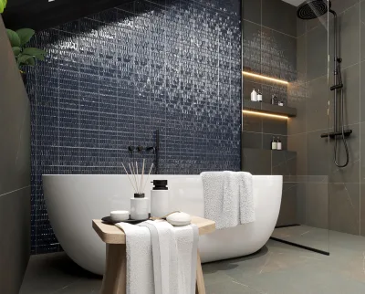 Gigacer Bamboo Blauw glans 15x15