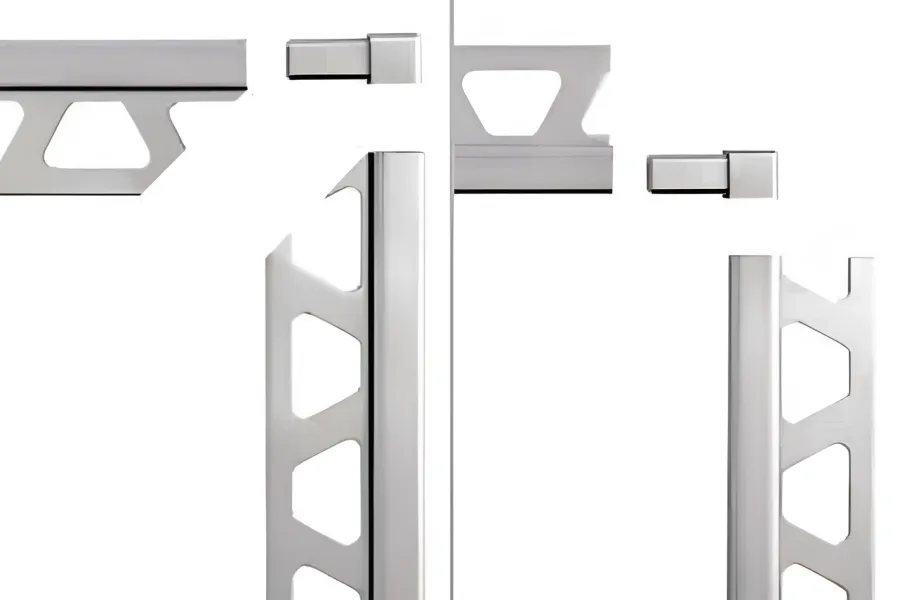 Schlueter QUADEC-EB hoek 90 gr. imitatie metaal geborsteld H=9mm