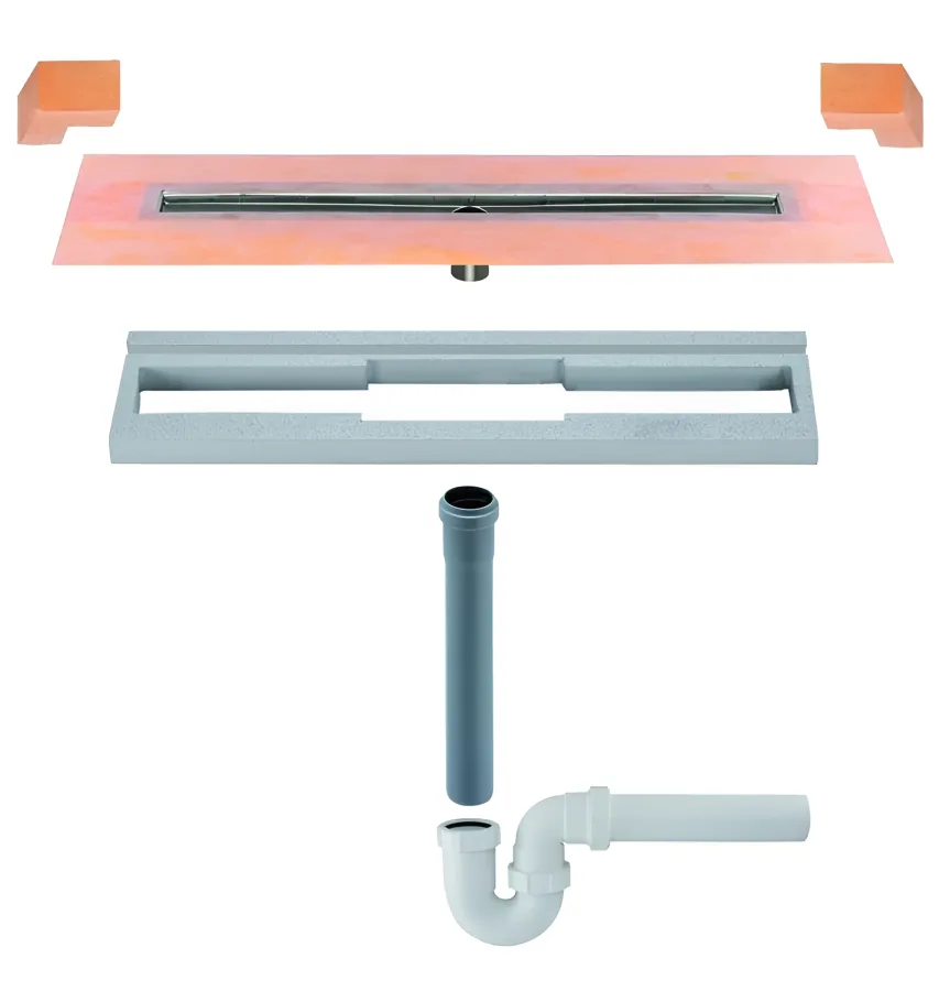 Schlueter KERDI-LINE vertikaal DN50 reukslot Siphon RVS V4A lijnafvoergoot L= 700 mm
