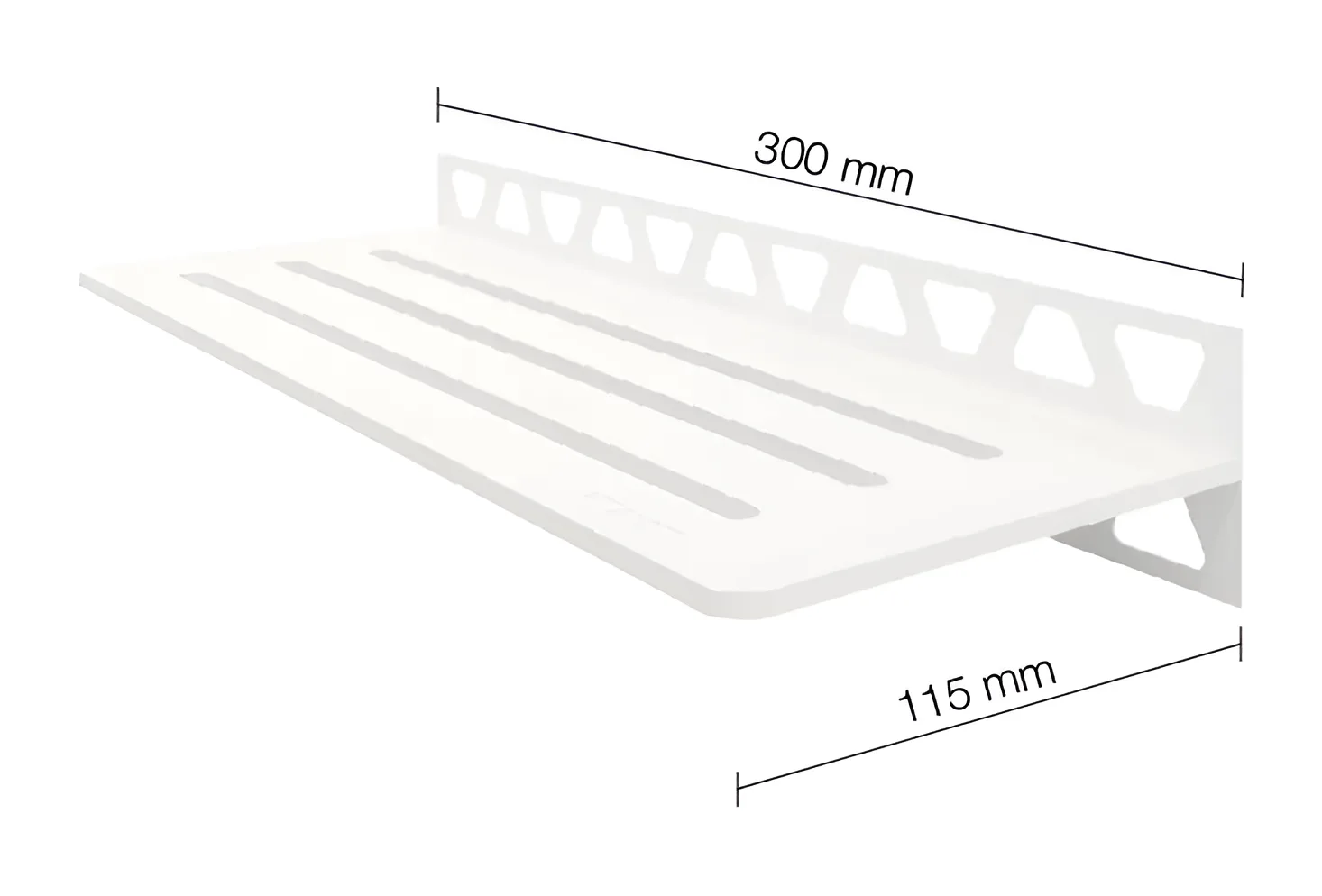 Schlueter SHELF-W S1 300x115mm Planchet design WAVE alu met kleurcoating zuiver wit mat MBW