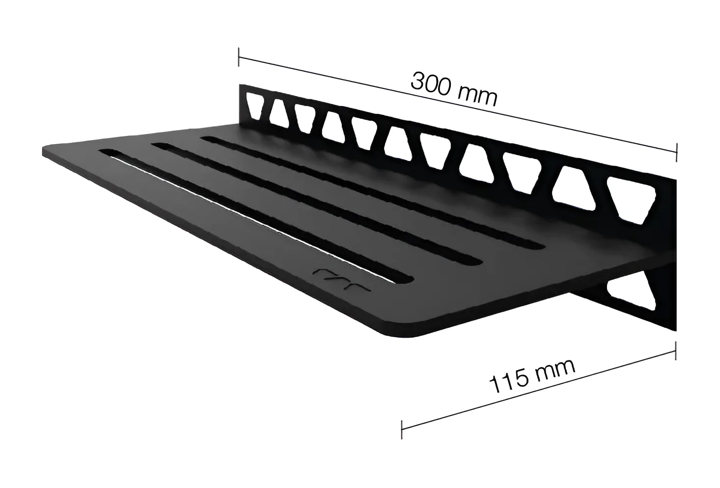 Schlueter SHELF-W S1 300x115mm Planchet design WAVE MSG alu met kleurcoating grafietzwart mat MGS