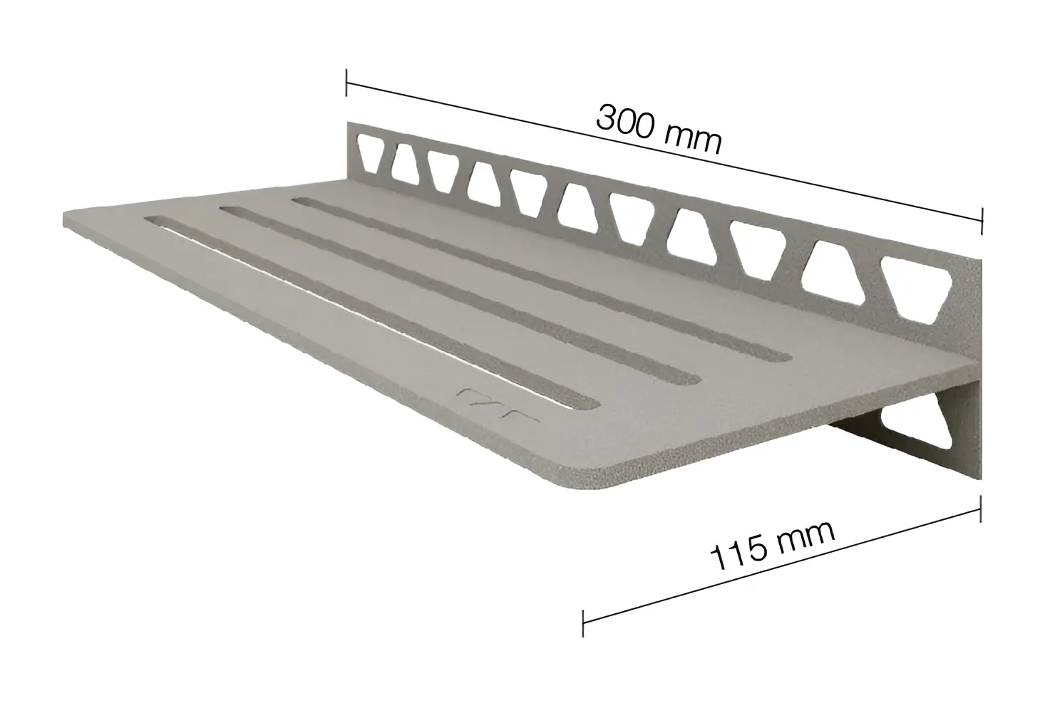 Schlueter SHELF-W S1 300x115mm Planchet design WAVE alu structuur-gecoat creme TSC