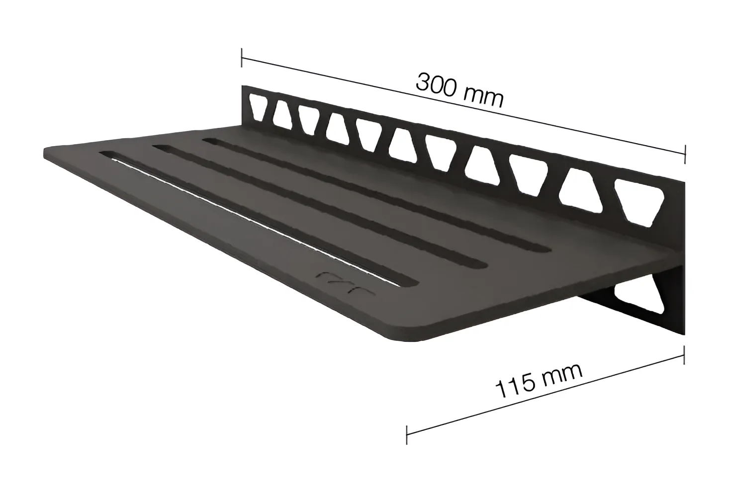 Schlueter SHELF-W S1 300x115mm Planchet design WAVE alu structuur-gecoat donker antraciet TSDA