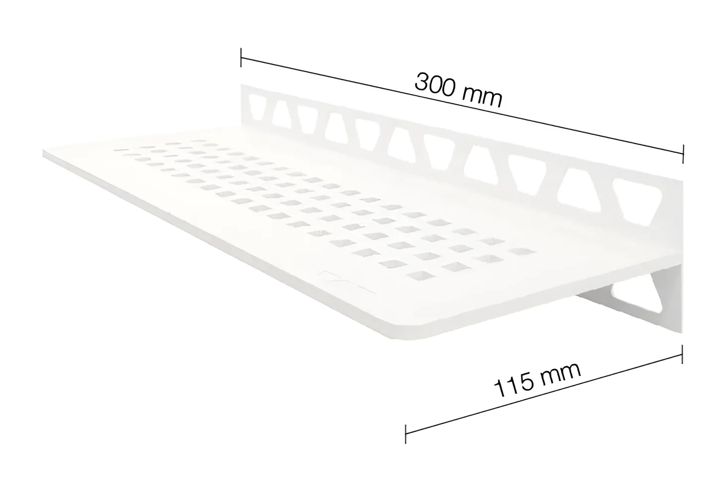 Schlueter SHELF-W S1 300x115mm Planchet design SQUARE alu met kleurcoating zuiver wit mat MBW