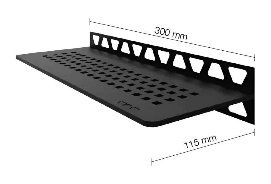 Schlueter SHELF-W S1 300x115mm Planchet design SQUARE MSG alu met kleurcoating grafietzwart mat MGS