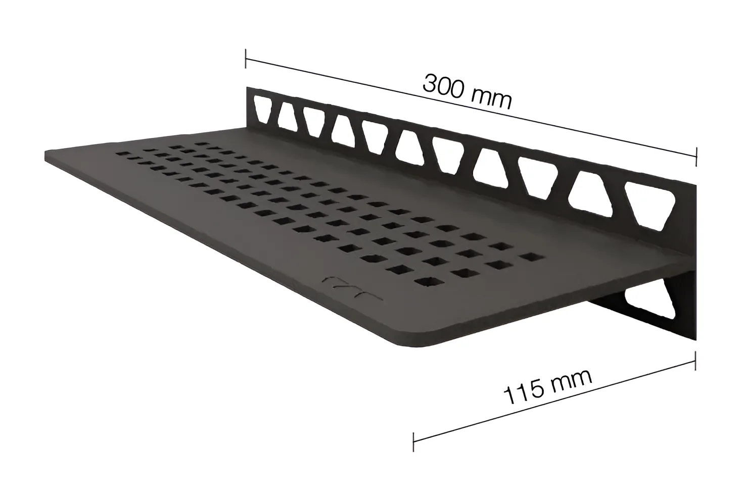 Schlueter SHELF-W S1 300x115mm Planchet design SQUARE alu structuur-gecoat donker antraciet TSDA
