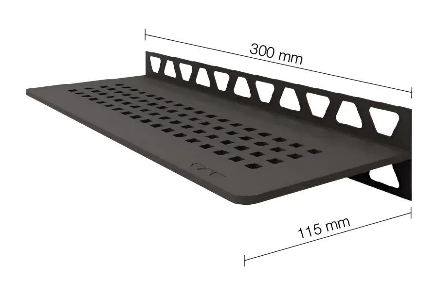 Schlueter SHELF-W S1 300x115mm Planchet design SQUARE alu structuur-gecoat donker antraciet TSDA