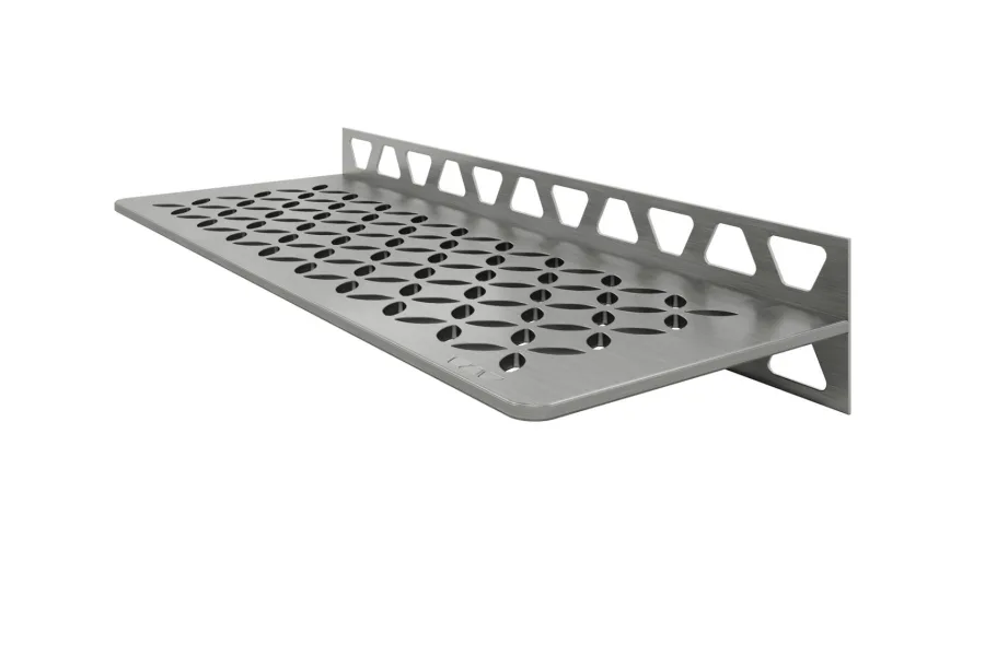 Schlueter SHELF-W S1 300x115mm Planchet design FLORAL roestvast staal geborsteld