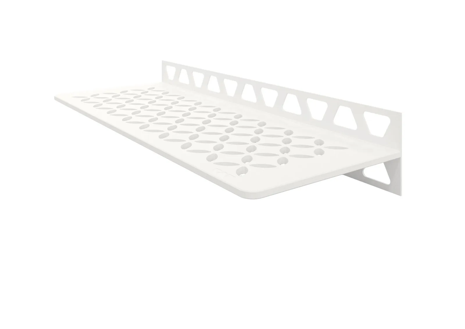 Schlueter SHELF-W S1 300x115mm Planchet design FLORAL alu met kleurcoating zuiver wit mat MBW