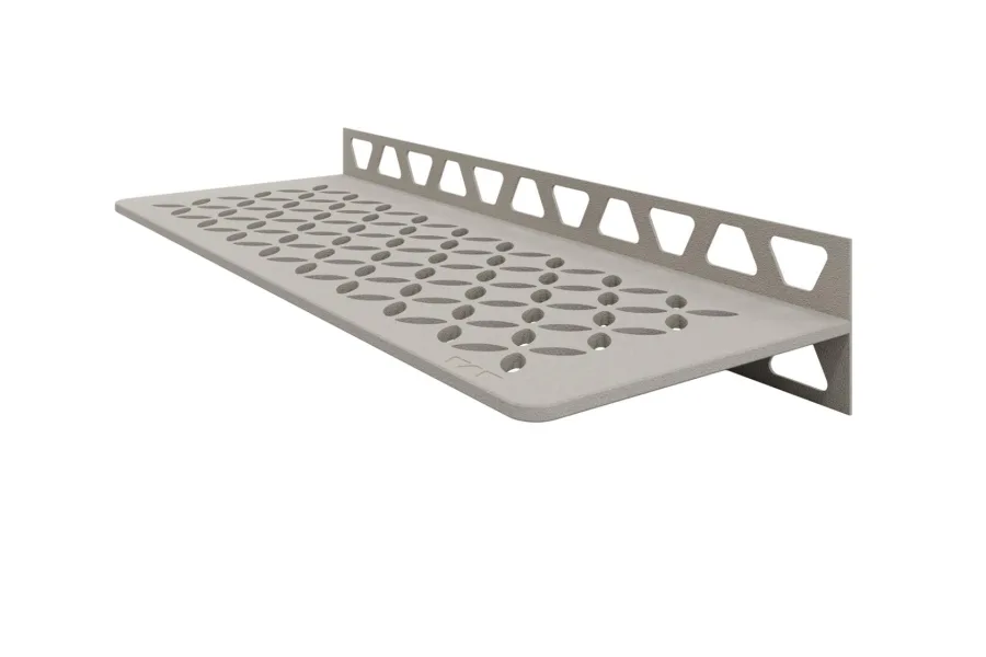 Schlueter SHELF-W S1 300x115mm Planchet design FLORAL alu structuur-gecoat beigegrijs TSBG