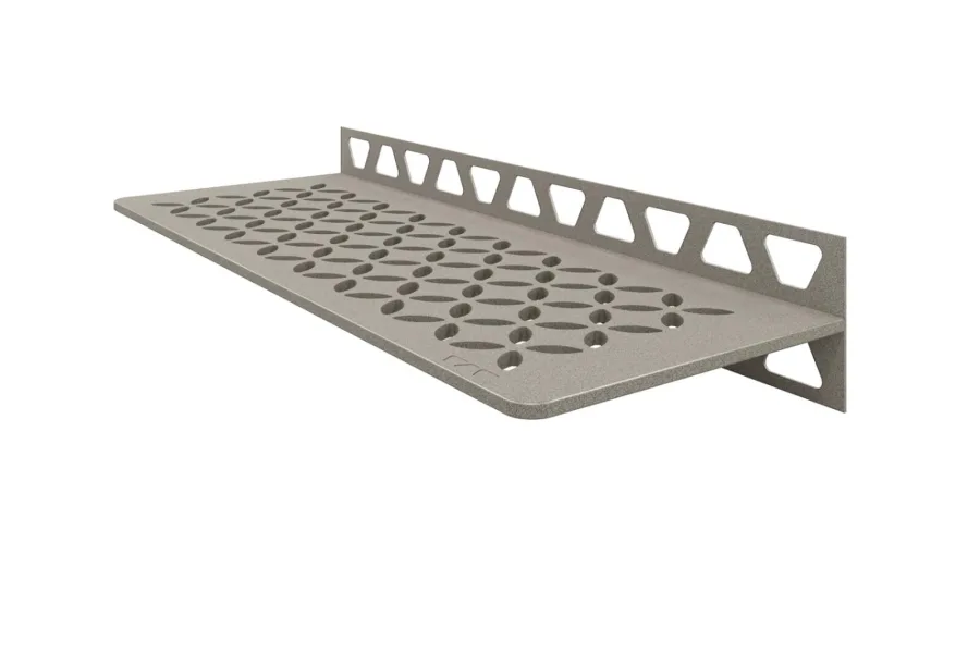 Schlueter SHELF-W S1 300x115mm Planchet design FLORAL alu structuur-gecoat steengrijs TSSG