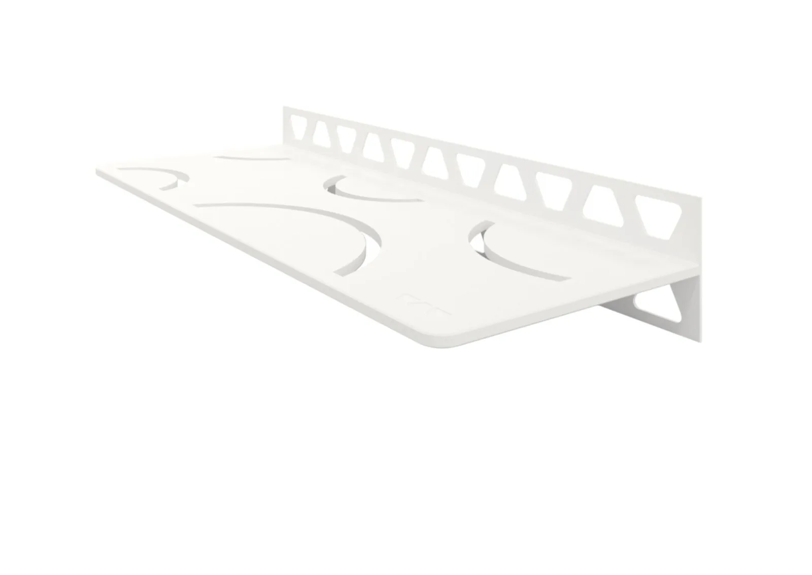 Schlueter SHELF-W S1 300x115mm Planchet design CURVE alu met kleurcoating zuiver wit mat MBW