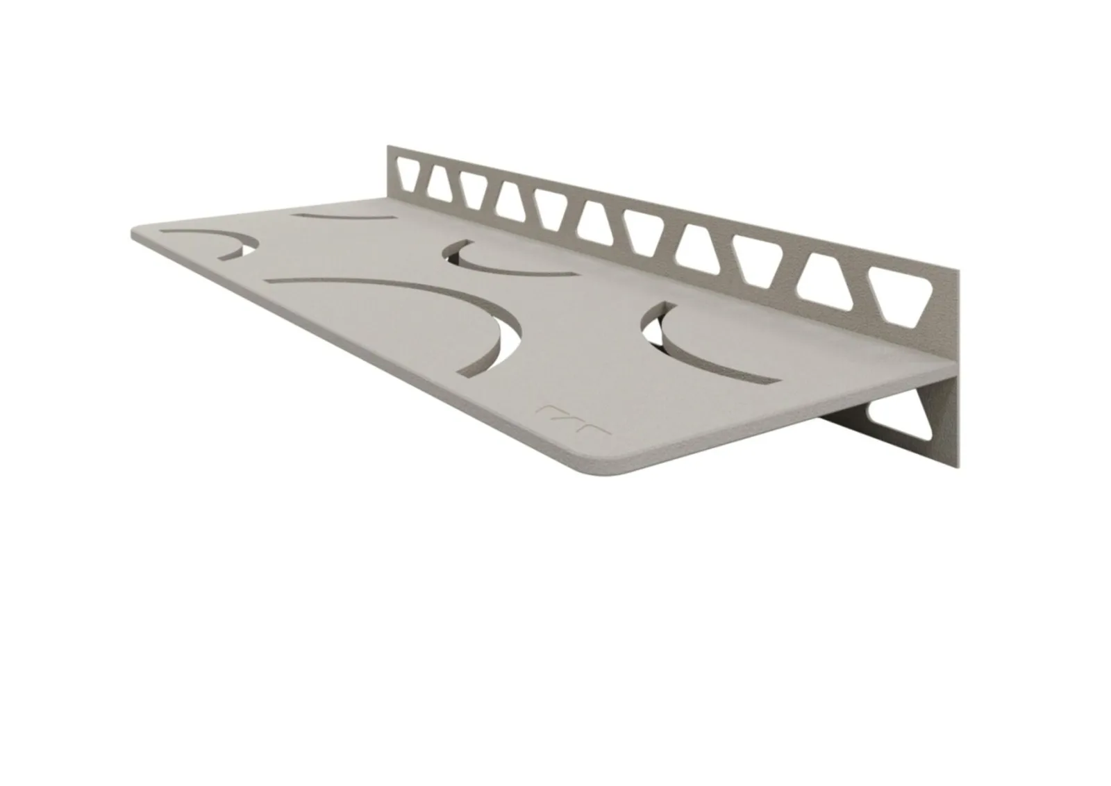 Schlueter SHELF-W S1 300x115mm Planchet design CURVE alu structuur-gecoat beigegrijs TSBG