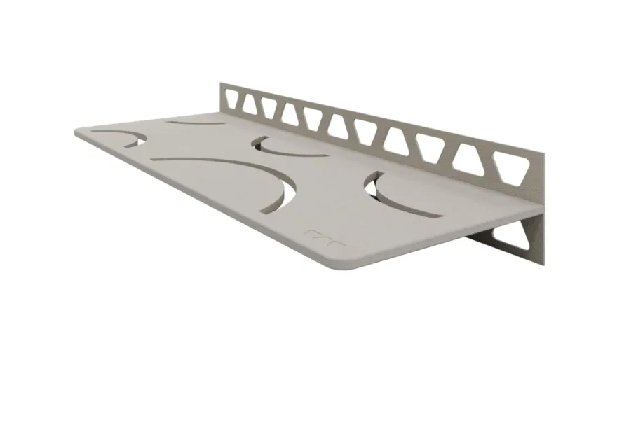 Schlueter SHELF-W S1 300x115mm Planchet design CURVE alu structuur-gecoat beigegrijs TSBG