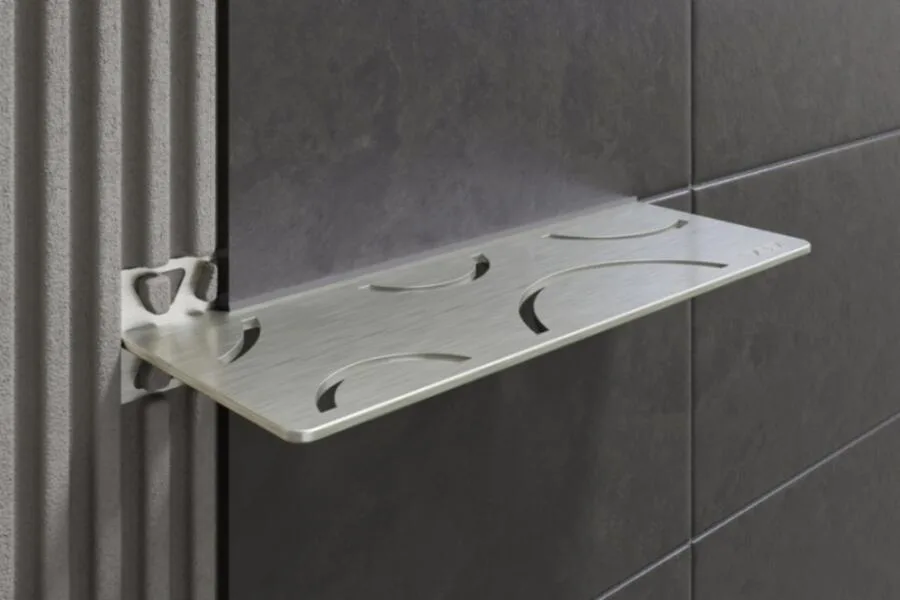 Schlueter SHELF-W S1 300x115mm Planchet design CURVE alu structuur-gecoat donker antraciet TSDA