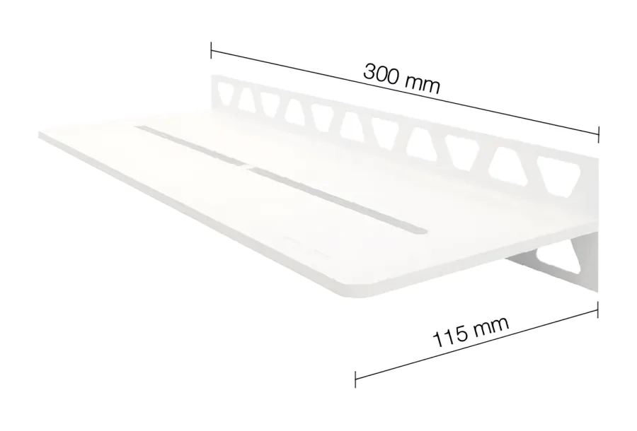 Schlueter SHELF-W S1 300x115mm Planchet design PURE alu met kleurcoating zuiver wit mat MBW