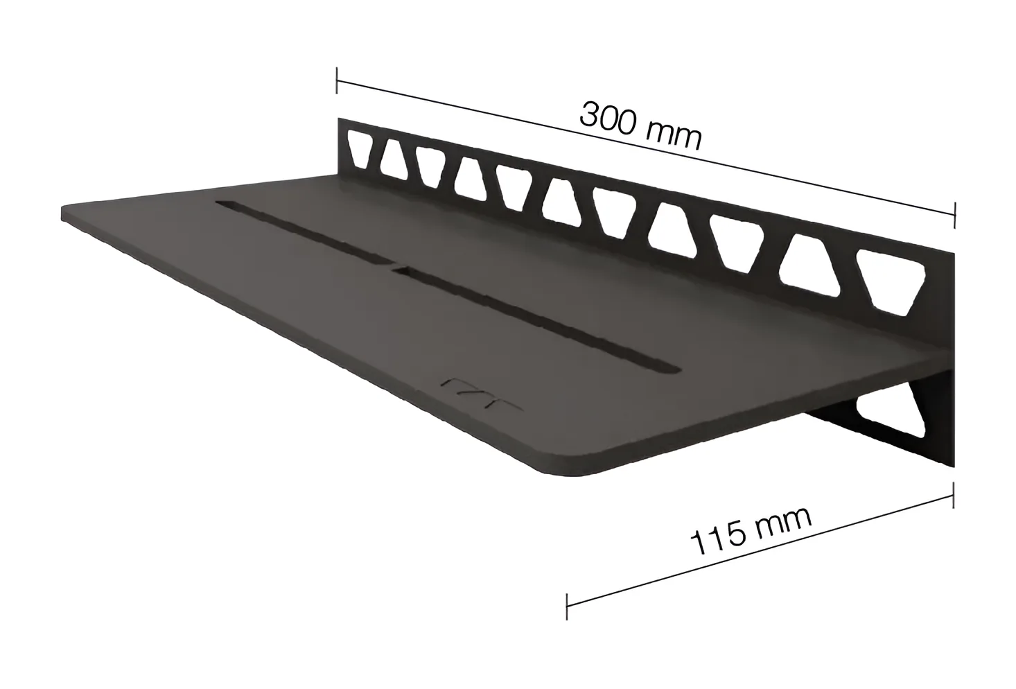 Schlueter SHELF-W S1 300x115mm Planchet design PURE alu structuur-gecoat donker antraciet TSDA