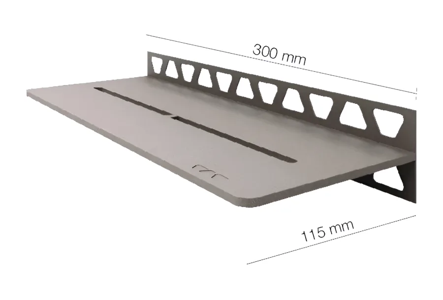 Schlueter SHELF-W-S1 300x115mm Planchet design PURE alu structuur-gecoat grijs TSG