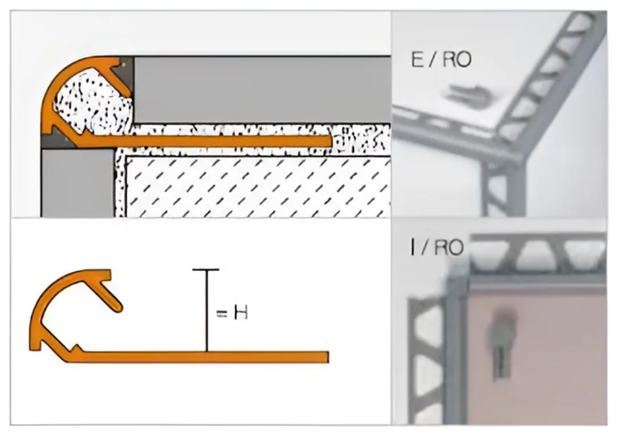Schlueter RONDEC-TSLA uitw. hoekprofiel alu structuur-gecoat licht antraciet H=10mm L=2500mm
